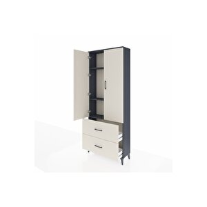 Arges Dolap 3 Raflı 2 Çekmeceli 2 Kapaklı 88x30x221 Antrasit-aytaşı