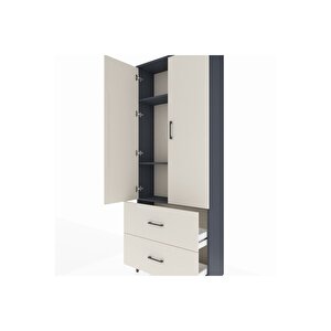 Arges Dolap 3 Raflı 2 Çekmeceli 2 Kapaklı 88x30x221 Antrasit-aytaşı