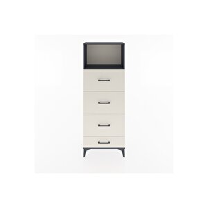 Arges Dolap Tek Raflı 4 Çekmeceli 60x30x163 Antrasit-aytaşı