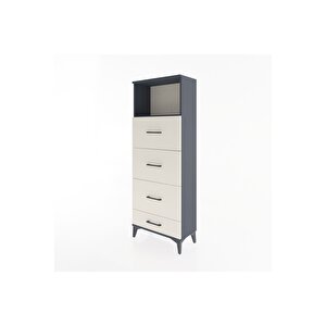 Arges Dolap Tek Raflı 4 Çekmeceli 60x30x163 Antrasit-aytaşı