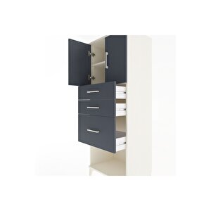 Hyperion Dolap 2 Raflı 3 Çekmeceli 2 Kapaklı 60x44x163 Aytaşı-antrasit