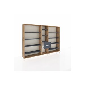 Arges Dolap 11 Raflı 3 Çekmeceli  220x30x163 Çam-antrasit