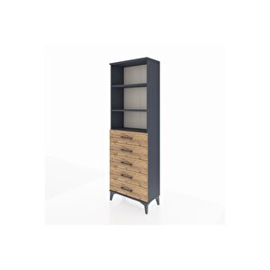 Arges Dolap 3 Raflı 5 Çekmeceli 60x30x182 Antrasit-çam