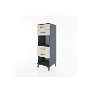 Hyperion Dolap Tek Raflı 4 Çekmeceli 44x44x134 Antrasit-aytaşı