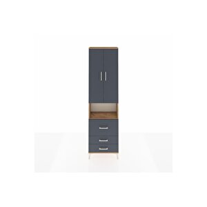Arges Dolap 4 Raflı 3 Çekmeceli 2 Kapaklı 60x30x221 Çam-antrasit