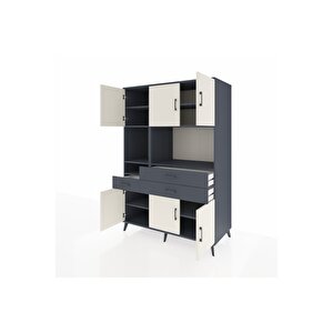 Kronos Dolap 9 Raflı 3 Çekmeceli 6 Kapaklı 132x59x195 Antrasit-aytaşı/antrasit