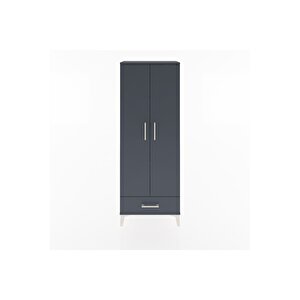 Arges Dolap 4 Raflı Tek Çekmeceli 2 Kapaklı 60x30x163 Antrasit-antrasit