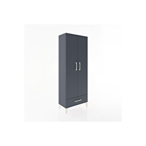 Arges Dolap 4 Raflı Tek Çekmeceli 2 Kapaklı 60x30x163 Antrasit-antrasit