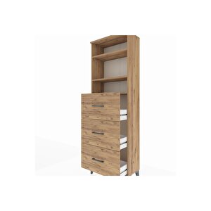 Arges Dolap 3 Raflı 3 Çekmeceli 60x30x182 Çam-çam