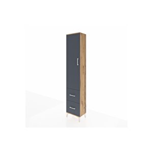 Arges Dolap 2 Raflı 2 Çekmeceli Tek Askılı 44x30x221 Çam-antrasit