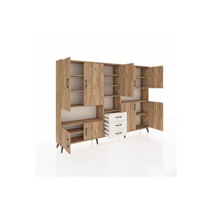 Arges Dolap 13 Raflı 3 Çekmeceli 9 Kapaklı 220x30x163 Çam-çam/aytaşı