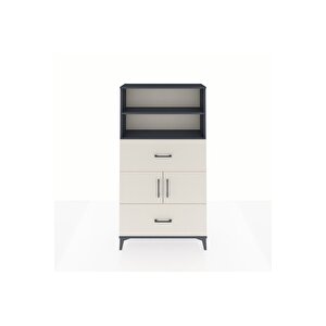 Arges Dolap 3 Raflı 2 Çekmeceli 2 Kapaklı 88x30x163 Antrasit-aytaşı