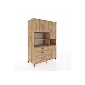 Kronos Dolap 9 Raflı 4 Çekmeceli 4 Kapaklı 132x59x195 Çam-çam/çam
