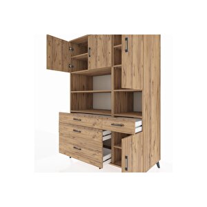 Kronos Dolap 9 Raflı 4 Çekmeceli 4 Kapaklı 132x59x195 Çam-çam/çam