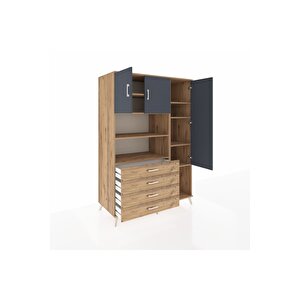 Kronos Dolap 8 Raflı 4 Çekmeceli 3 Kapaklı 132x59x195 Çam-antrasit/çam