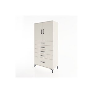 Hyperion Dolap Tek Raflı 5 Çekmeceli 2 Kapaklı 88x44x182 Aytaşı-aytaşı