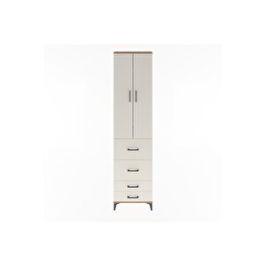 Arges Dolap 4 Raflı 4 Çekmeceli 2 Kapaklı 60x30x243 Çam-aytaşı