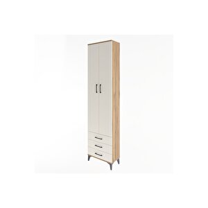 Arges Dolap 5 Raflı 3 Çekmeceli 2 Kapaklı 60x30x243 Çam-aytaşı