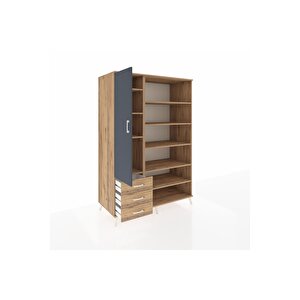 Kronos Dolap 9 Raflı 3 Çekmeceli 3 Kapaklı 132x59x195 Çam-antrasit/çam
