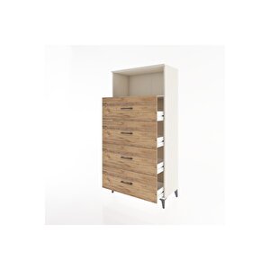 Hyperion Dolap Tek Raflı 4 Çekmeceli 88x44x182 Aytaşı-çam
