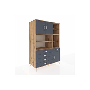 Kronos Dolap 9 Raflı 5 Çekmeceli 3 Kapaklı 132x59x195 Çam-antrasit/antrasit