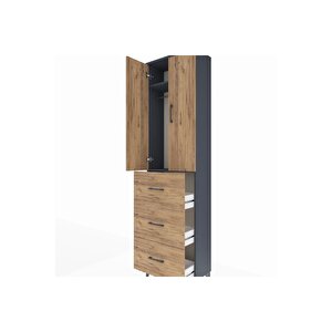 Arges Dolap 2 Raflı 3 Çekmeceli Tek Askılı 60x30x221 Antrasit-çam