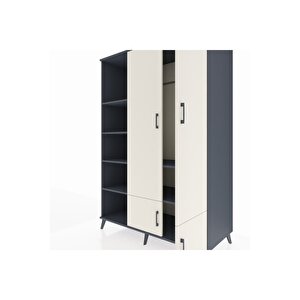 Kronos Dolap 6 Raflı 4 Kapaklı Tek Askılı 132x59x195 Antrasit-aytaşı/antrasit