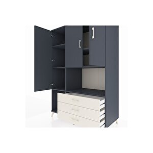 Kronos Dolap 6 Raflı 3 Çekmeceli 3 Kapaklı 132x59x195 Antrasit-antrasit/aytaşı