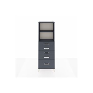 Arges Dolap 2 Raflı 5 Çekmeceli 60x30x182 Antrasit-antrasit