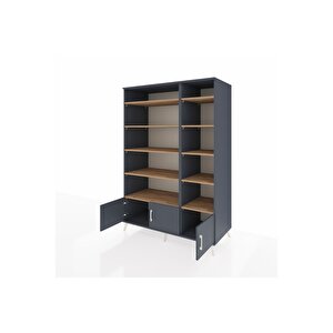 Kronos Dolap 10 Raflı 3 Kapaklı 132x59x195 Antrasit-antrasit/çam