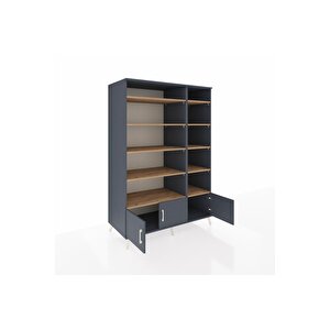 Kronos Dolap 10 Raflı 3 Kapaklı 132x59x195 Antrasit-antrasit/çam
