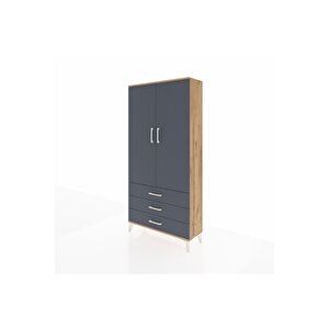 Arges Dolap 3 Raflı 3 Çekmeceli 2 Kapaklı 88x30x182 Çam-antrasit