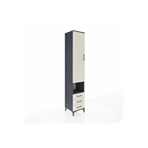 Hyperion Dolap 5 Raflı 3 Çekmeceli Tek Kapaklı 44x44x243 Antrasit-aytaşı