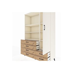 Hyperion Dolap 7 Raflı 6 Çekmeceli Tek Kapaklı  132x44x195 Aytaşı-aytaşı/çam