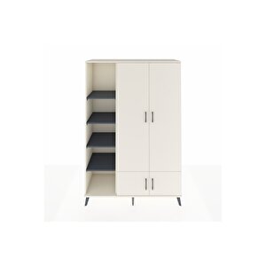 Hyperion Dolap 6 Raflı 4 Kapaklı Tek Askılı 132x44x195 Aytaşı-aytaşı/antrasit