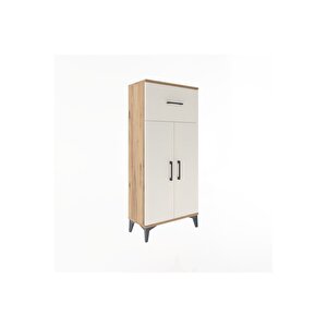 Arges Dolap 2 Raflı Tek Çekmeceli 2 Kapaklı 60x30x134 Çam-aytaşı