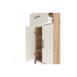 Arges Dolap 2 Raflı Tek Çekmeceli 2 Kapaklı 60x30x134 Çam-aytaşı