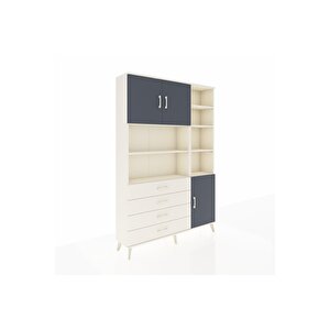 Arges Dolap 9 Raflı 4 Çekmeceli 3 Kapaklı 132x30x195 Aytaşı-antrasit/aytaşı