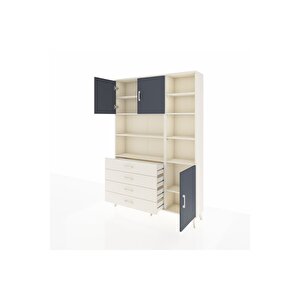 Arges Dolap 9 Raflı 4 Çekmeceli 3 Kapaklı 132x30x195 Aytaşı-antrasit/aytaşı