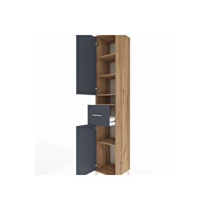 Hyperion Dolap 5 Raflı Tek Çekmeceli 2 Kapaklı 44x44x243 Çam-antrasit