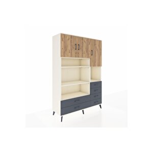 Hyperion Dolap 9 Raflı 6 Çekmeceli 3 Kapaklı 132x44x195 Aytaşı-çam/antrasit