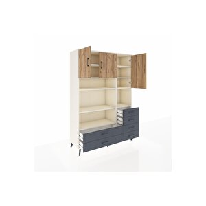 Hyperion Dolap 9 Raflı 6 Çekmeceli 3 Kapaklı 132x44x195 Aytaşı-çam/antrasit