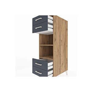 Kronos Dolap 2 Raflı 4 Çekmeceli 44x59x134 Çam-antrasit