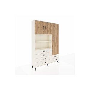 Arges Dolap 9 Raflı 6 Çekmeceli 3 Kapaklı 132x30x195 Aytaşı-çam/aytaşı