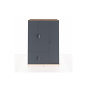 Hyperion Gardrop 7 Raflı 5 Kapaklı Tek Askılı 132x44x195 Çam-antrasit