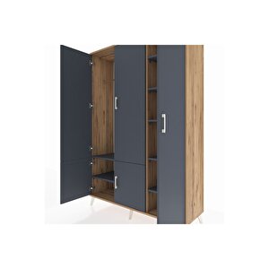 Hyperion Gardrop 7 Raflı 5 Kapaklı Tek Askılı 132x44x195 Çam-antrasit