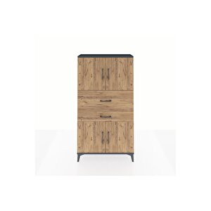 Arges Dolap 3 Raflı 2 Çekmeceli 4 Kapaklı 88x30x163 Antrasit-çam