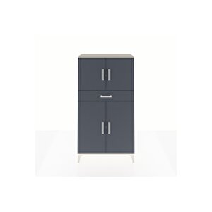 Arges Dolap 3 Raflı Tek Çekmeceli 4 Kapaklı 88x30x163 Aytaşı-antrasit