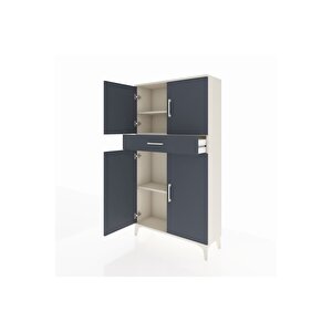 Arges Dolap 3 Raflı Tek Çekmeceli 4 Kapaklı 88x30x163 Aytaşı-antrasit