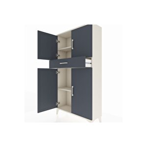 Arges Dolap 3 Raflı Tek Çekmeceli 4 Kapaklı 88x30x163 Aytaşı-antrasit